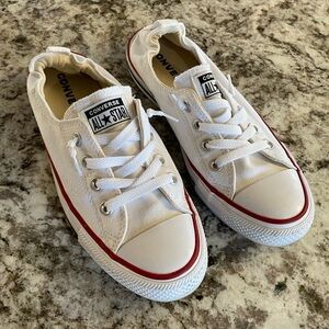 Converse womens White Canvas Sneakers with Red Trim